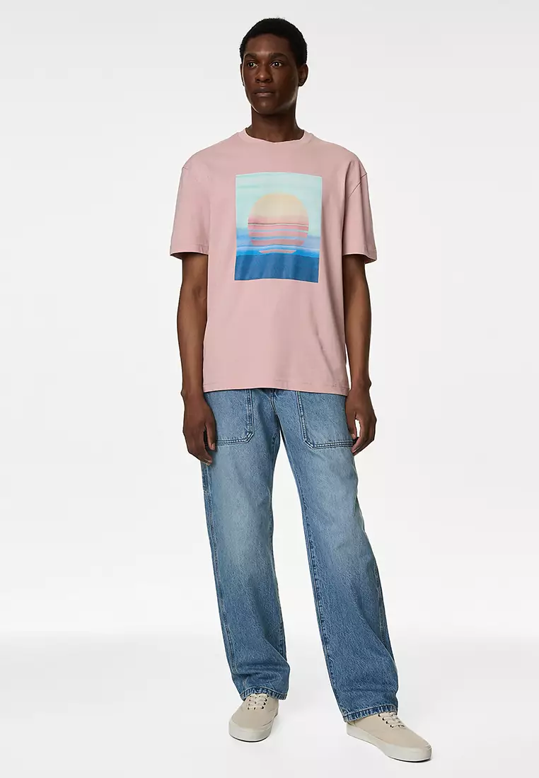 Pure Cotton Sunset Graphic T-Shirt