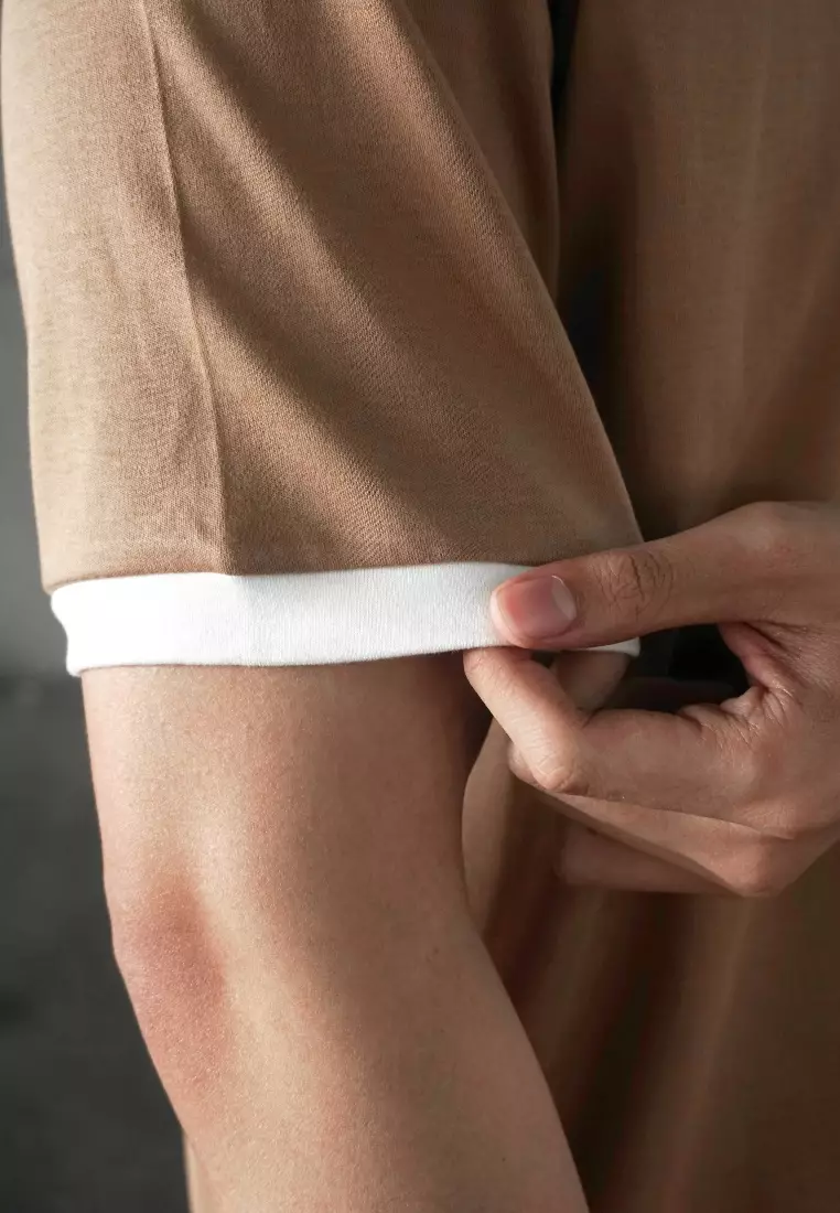 Kale Ringer Brown / Cotton Cloudy / Kaos Boxy Fit / Kaos Korea / Atasan Kaos Pria / Kaos Basic Pria