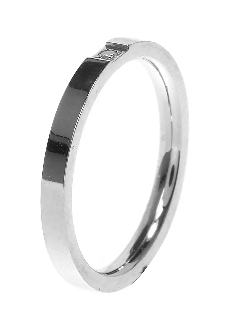 Cincin Titanium Aksesoris Wanita Design Simple Elegant Look Premium Quality - Silver