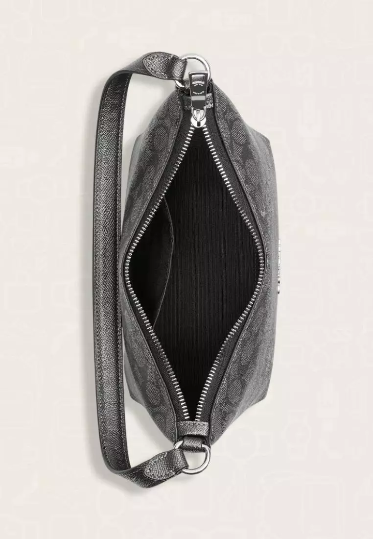 Coach Zip Top Shoulder Bag In Signature Canvas Gunmetal Multi