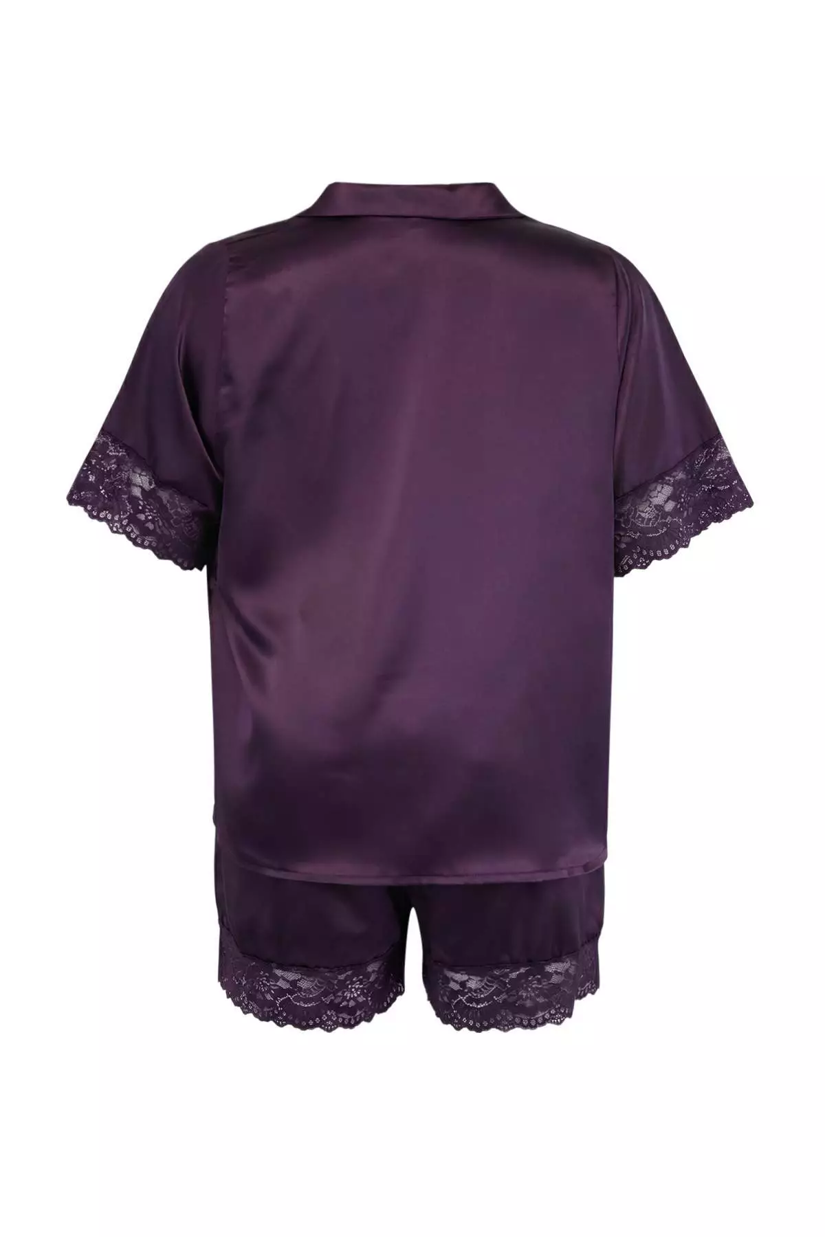 Plum Dowry Set Satin Shirt Collar Large Size Pajama Set Tbbss26Ai00068
