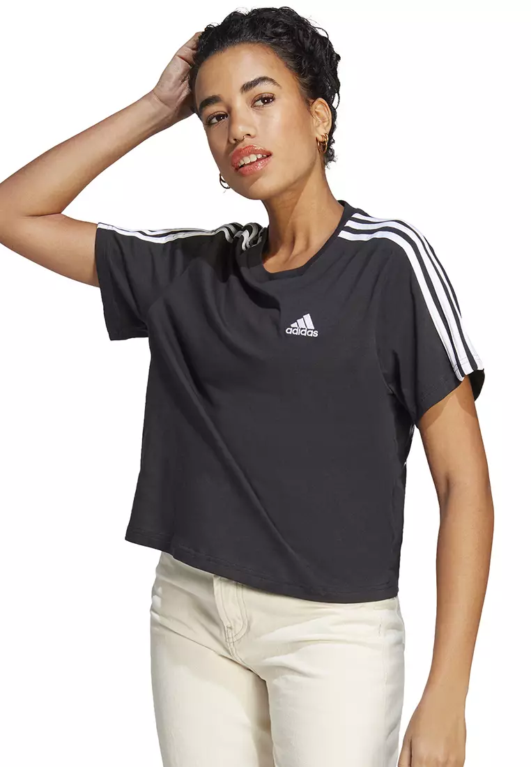 Jual ADIDAS essentials 3-stripes single jersey crop top Original 2024 ...