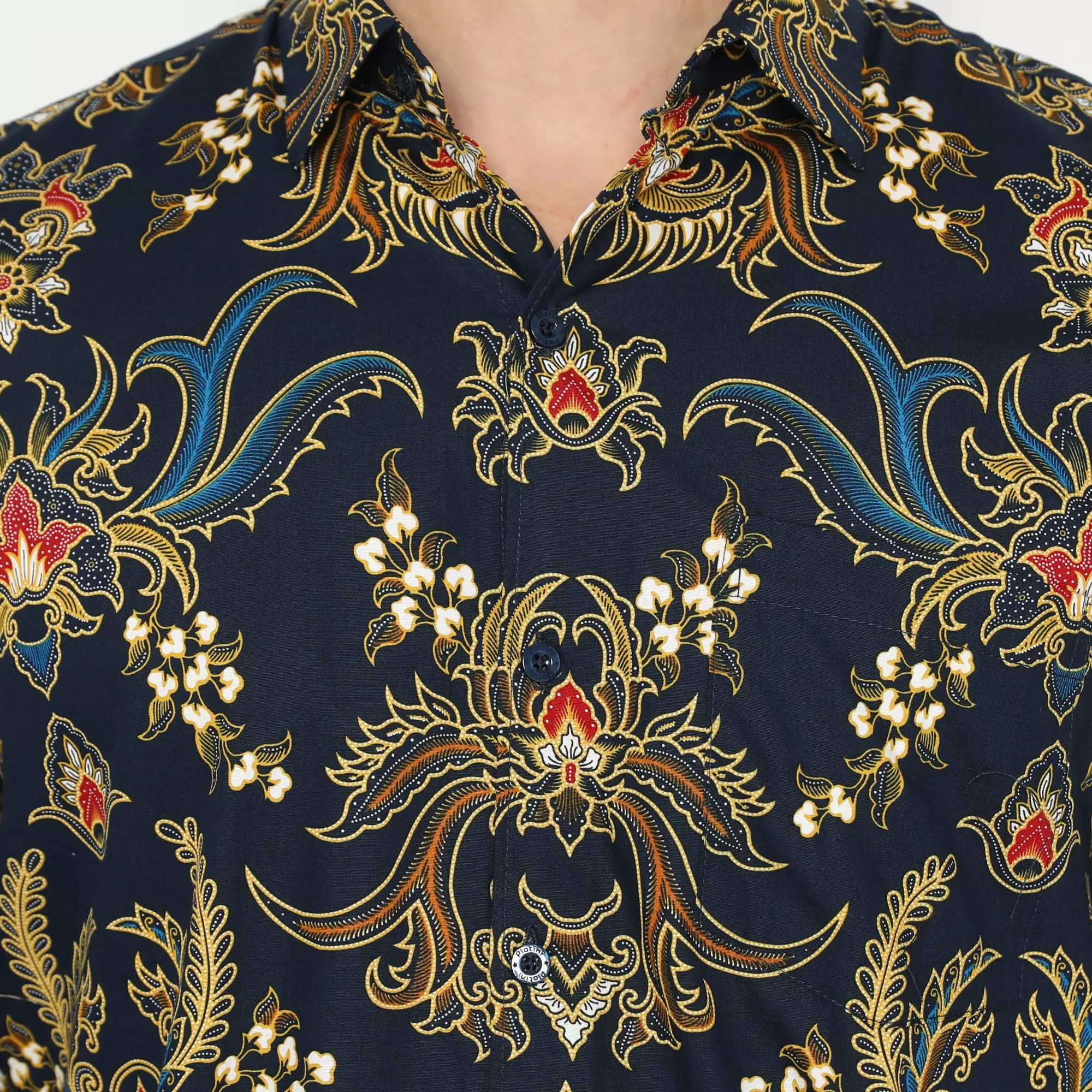 Platini Kemeja Batik Pria Lengan Panjang Katun Navy 460541