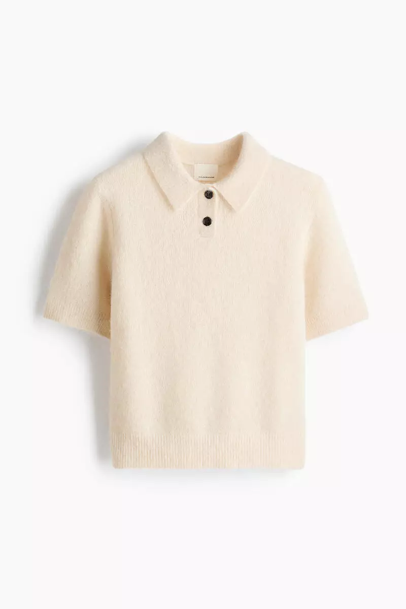 Alpaca-blend polo shirt
