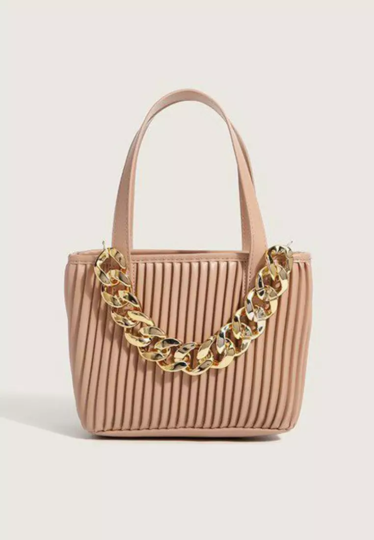 Buy Lara Women's Stylish Thick Chain Pleated Handbag Cross-body