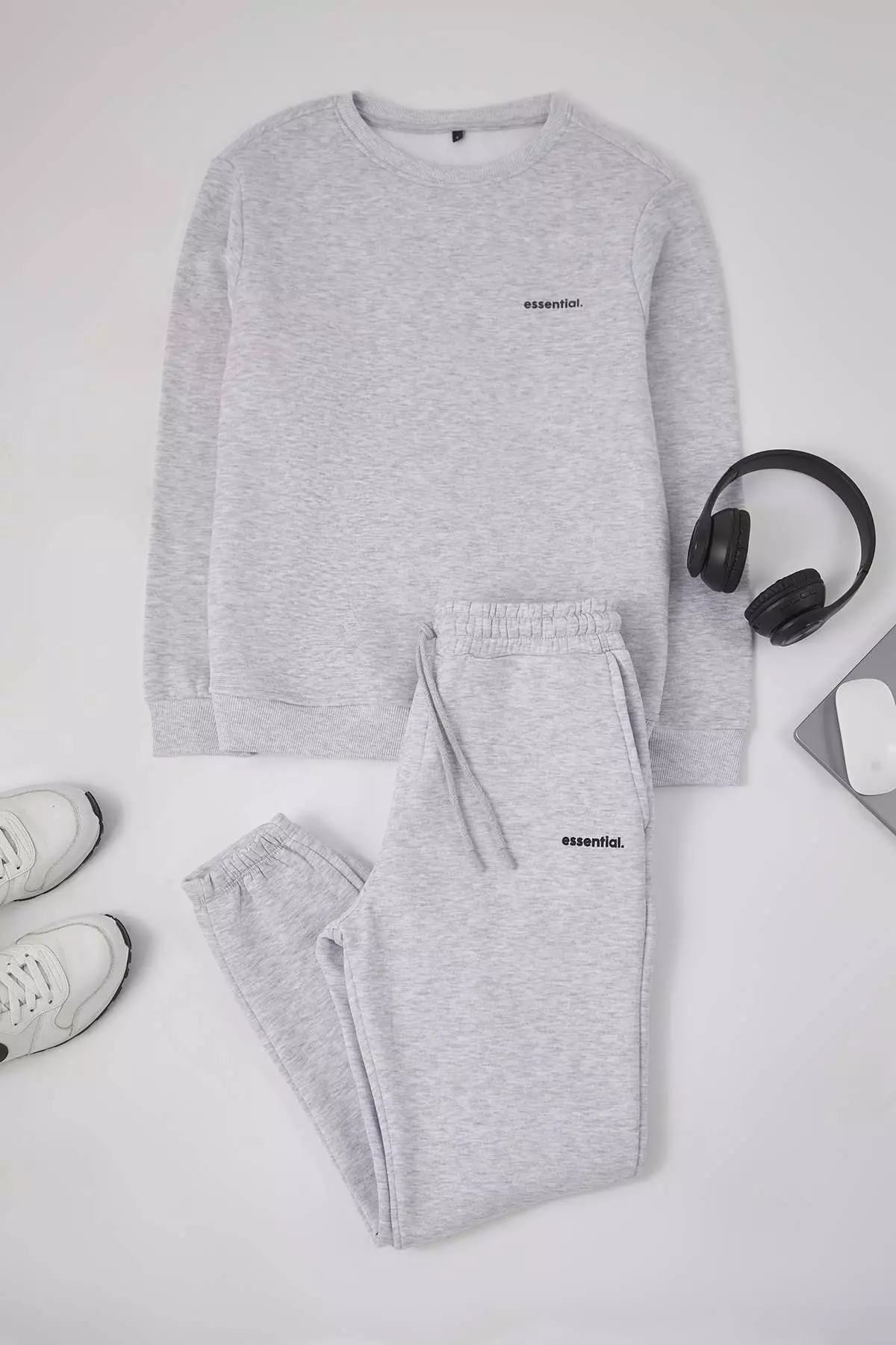 Grimelanj Regular Cut Text Printed Warm Sweatshirt Tracksuit