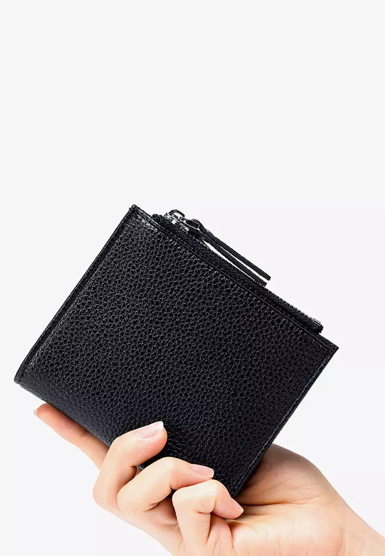 Full Grain Leather Double Zipper Purse JW AN-1701