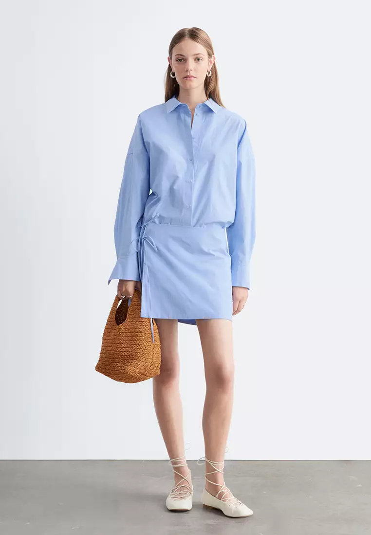 Tie-Detail Mini Shirt Dress