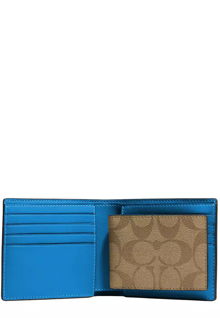 Coach 3 In 1 Wallet In Signature Canvas in Khaki Racer Blue 74993