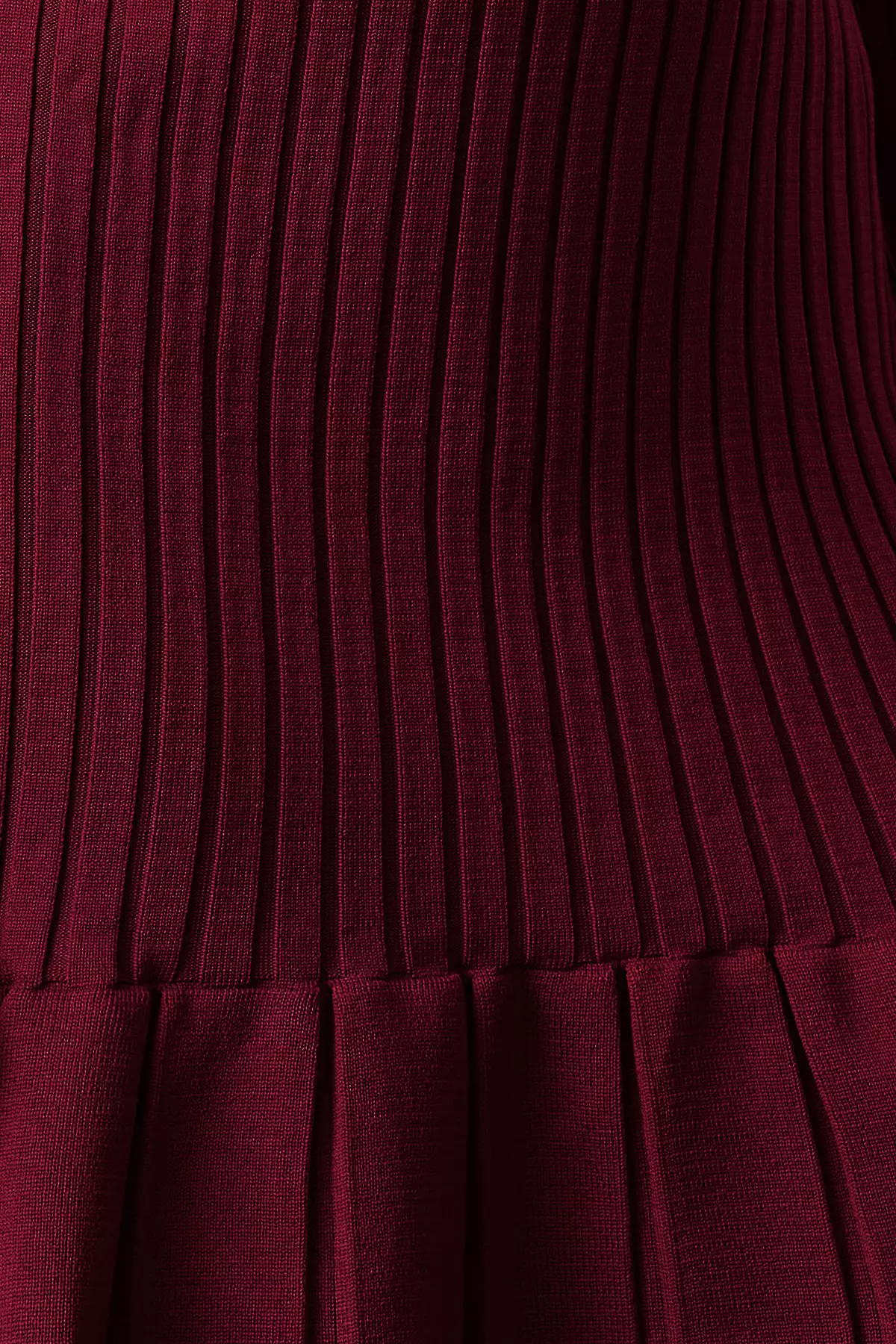 Burgundy Mini Pleated Knit Dress