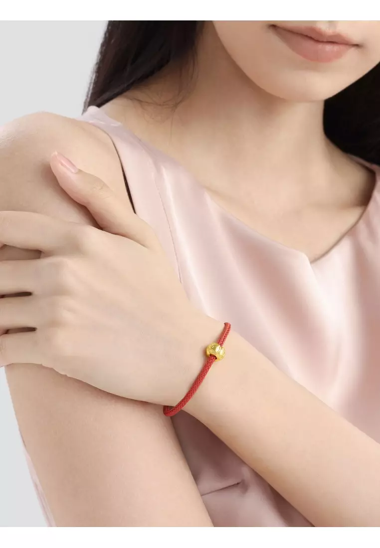 999 24K Solid Gold Cultural Blessing Wealthy Bamboo Charm 94382C (Bracelet not included)