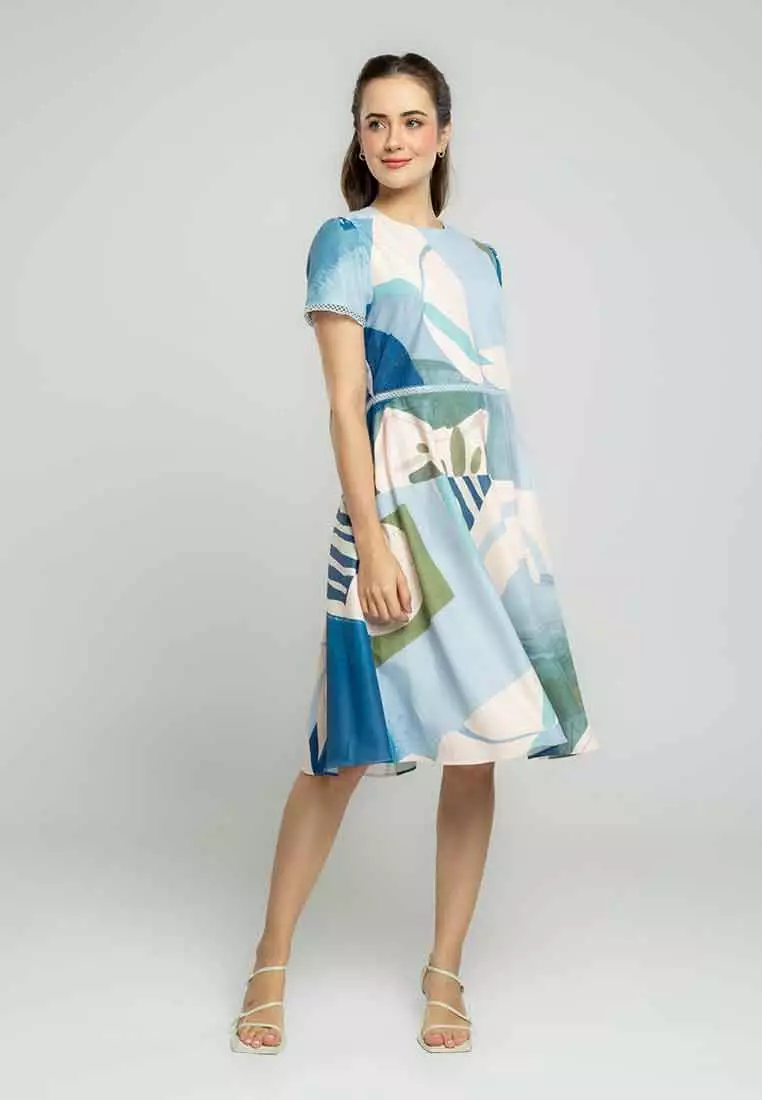 Celestine Abstract A-Line Print Dress