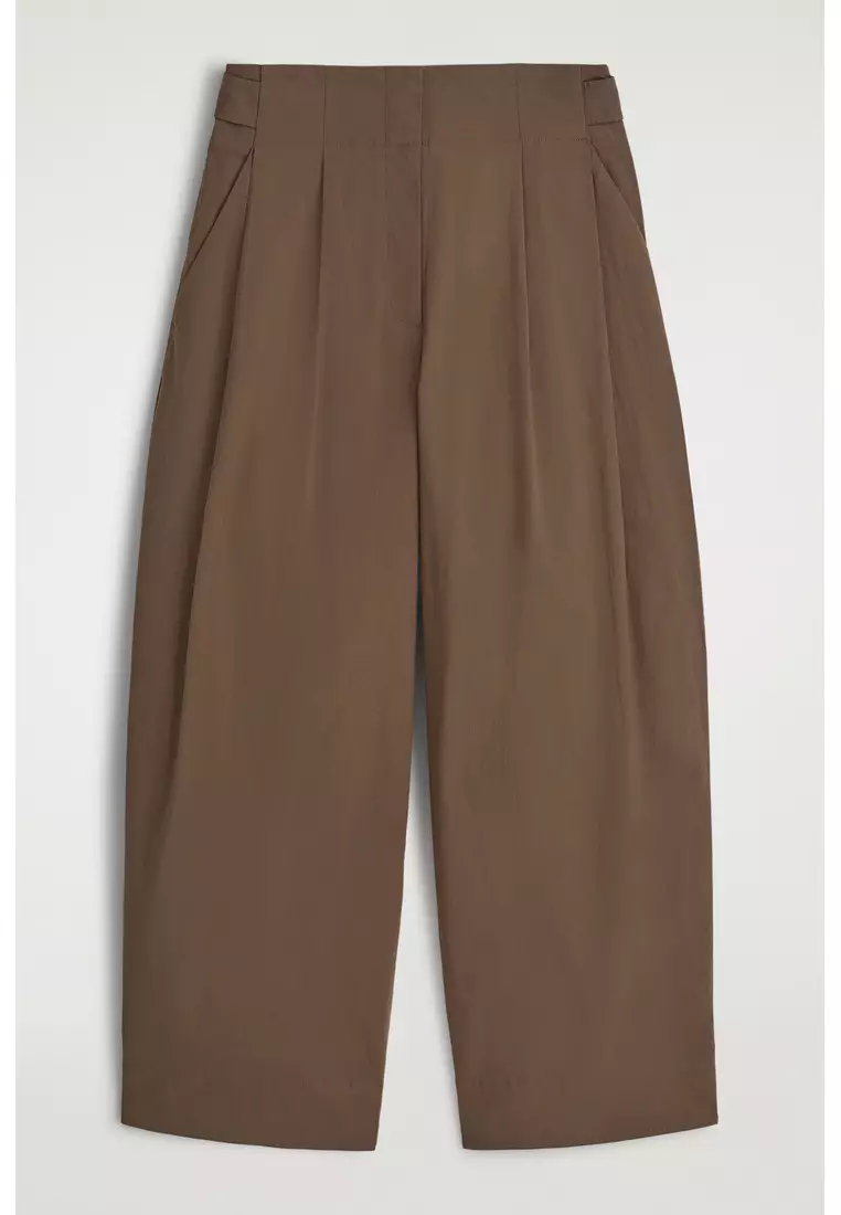 COTTON BARREL-LEG TROUSERS