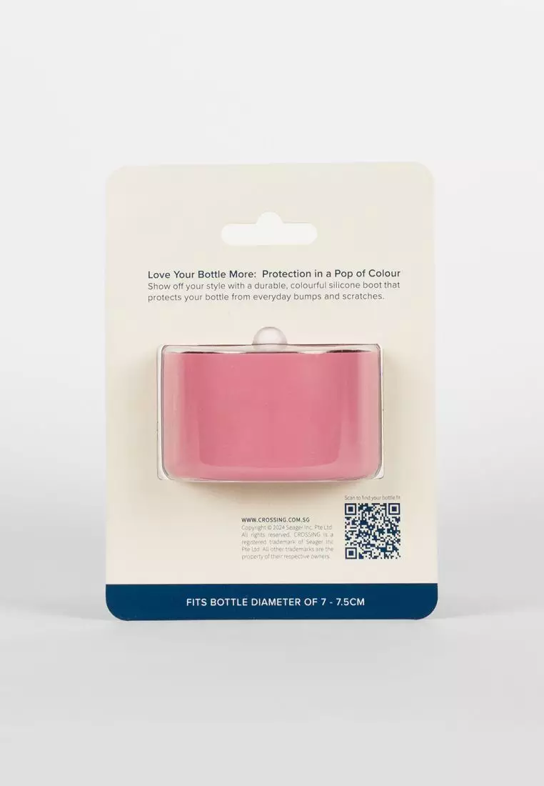 Crossing Silicone Water Bottle Boot - Fits Diameter 7-7.5cm (550ml) Blistered Pack - Pink