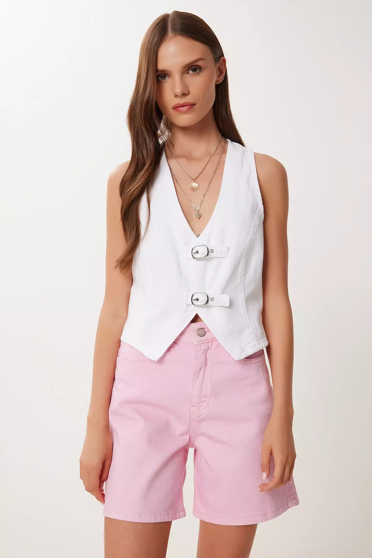 Women's Pink City Boy Denim Shorts An00259