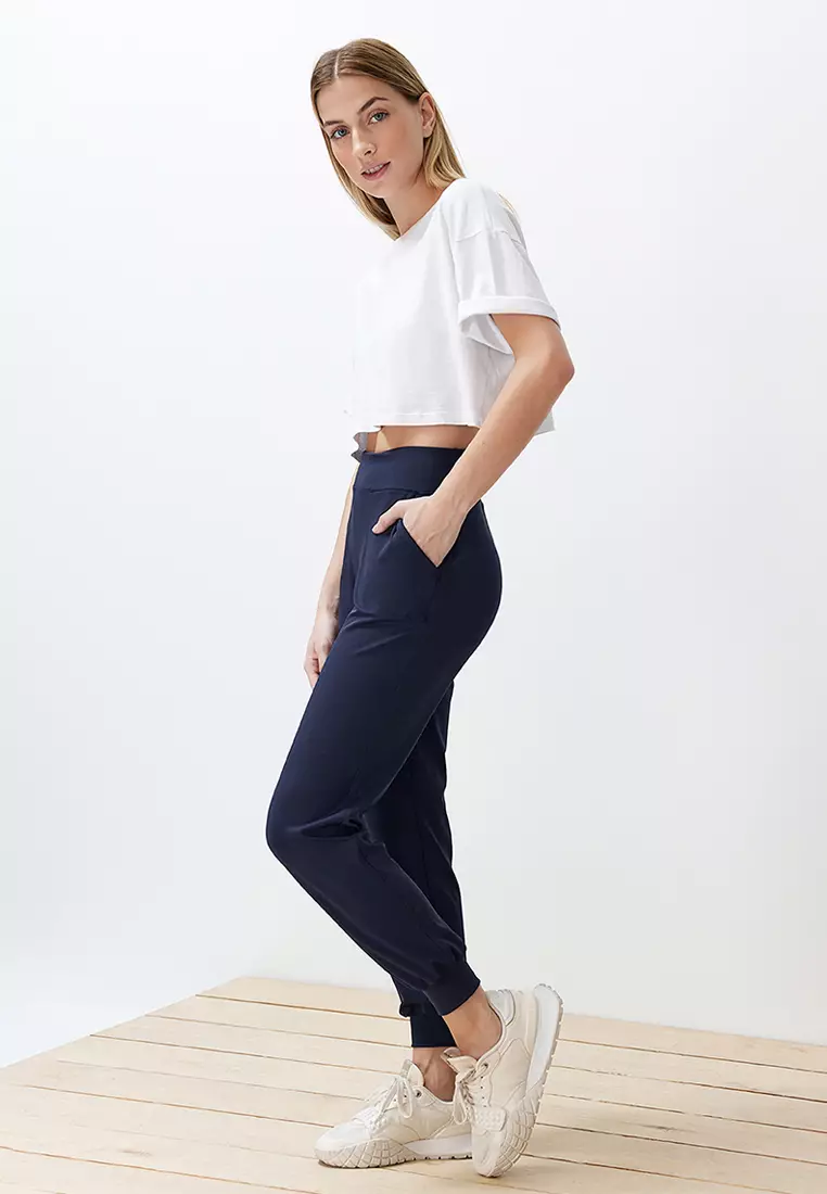 Navy Blue Diver/Scuba Comfortable Fit Knitted Sports Sweatpants
