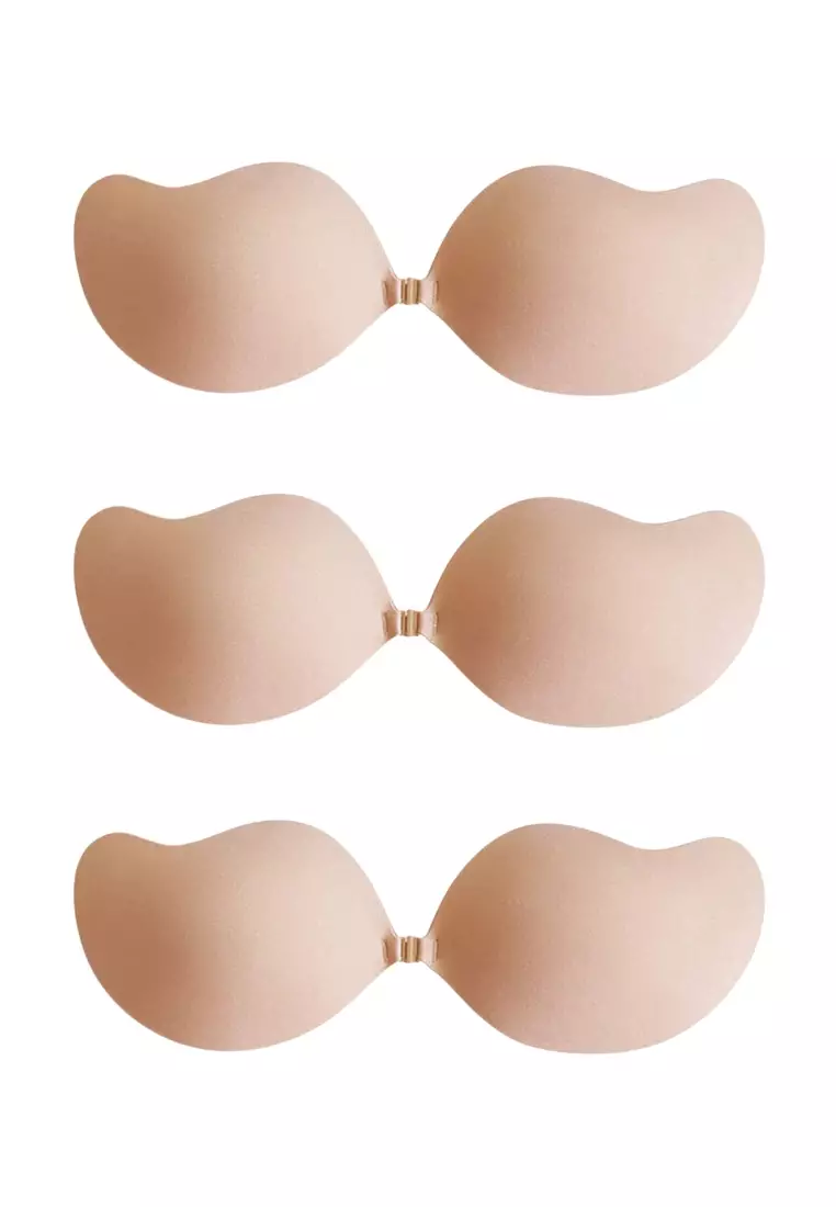 Love Knot Nu Bra 3cm Thickness Seamless Invisible Reusable Adhesive Push Up  Nubra Stick On Wedding Silicon Strapless Bra Tube Bra (Beige)