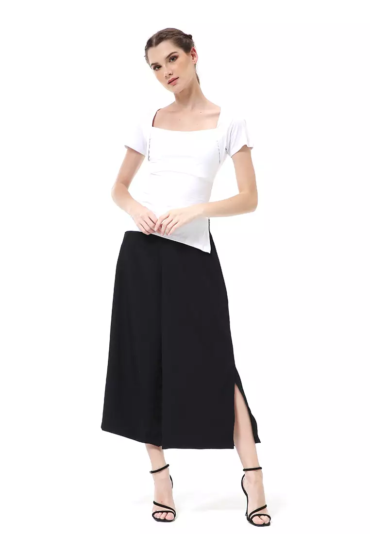 Cerise Atasan Wanita Simple Casual T- Shirt Lengan Pendek Material Rayon Lycra ORIGINAL - White