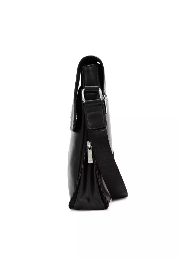 Textured Messenger Bag / Crossbody Bag / Sling Bag - Black