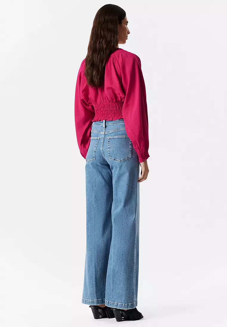 Smocked Puff-Sleeve Blouse