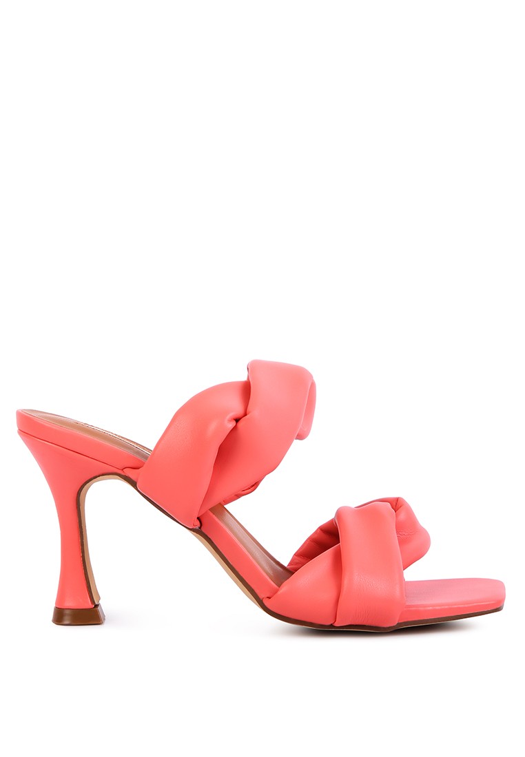Coral Twisted Strap Spool Heeled Sandals