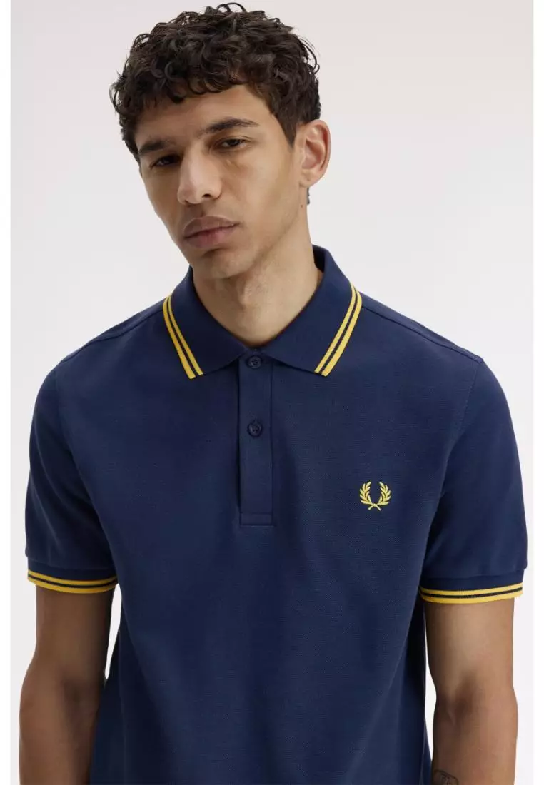Fred Perry M3600 Twin Tipped Fred Perry Shirt (Tennis Blue / Lemon Barley / Lemon Barley)