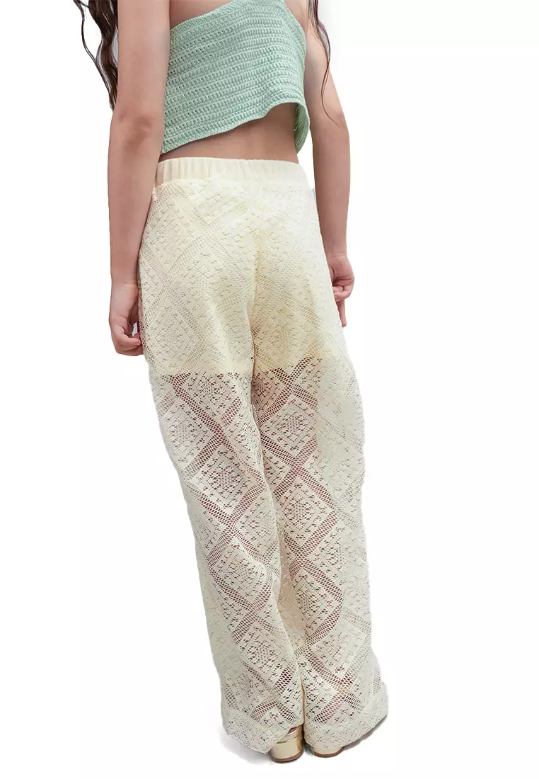 Girls Diamond Lace Knit Trousers