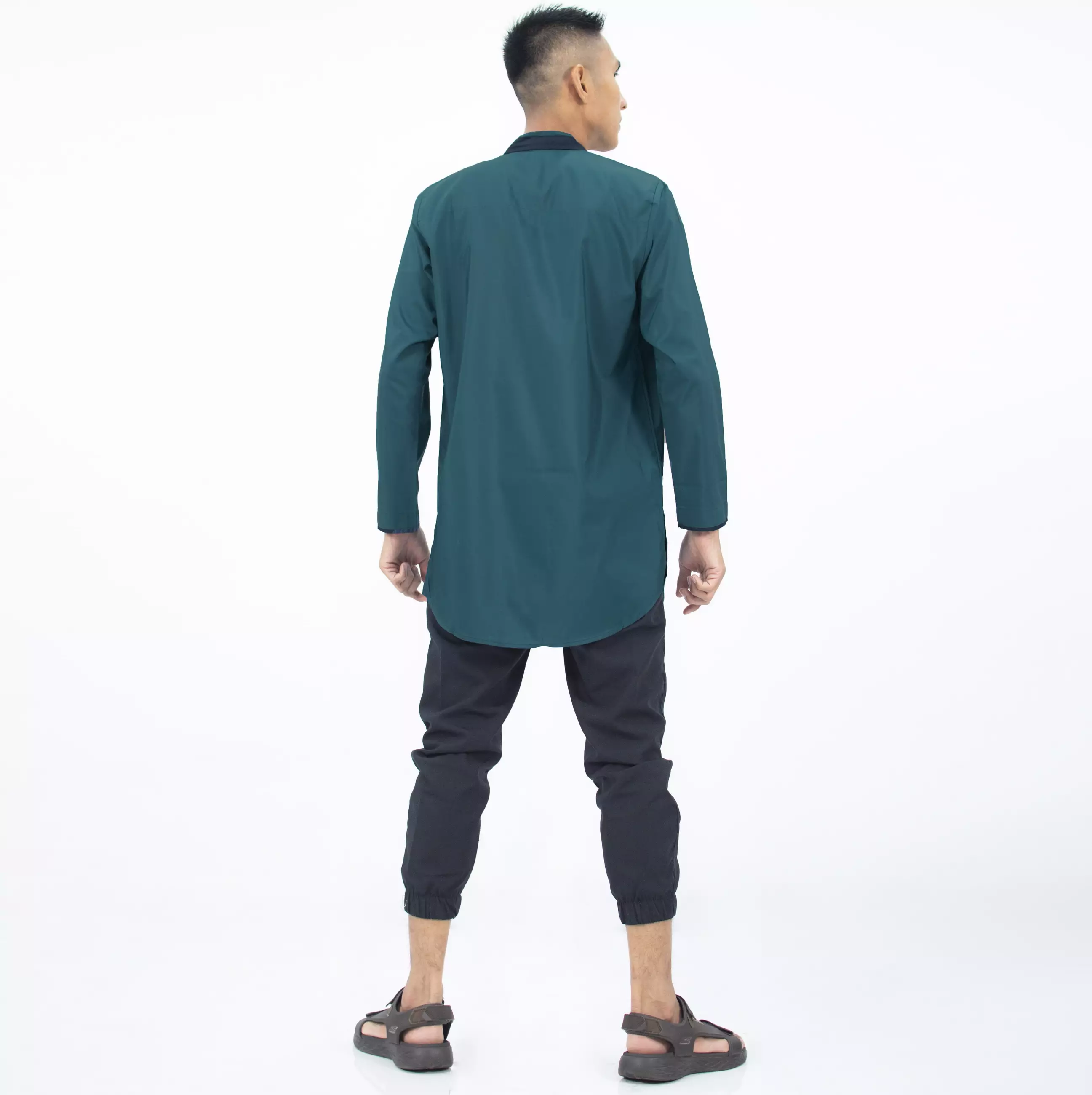 DHABI Busana Lebaran Pria Kemeja Lebaran Baju Muslim Casual Pria Kemeja Koko - TOSKA