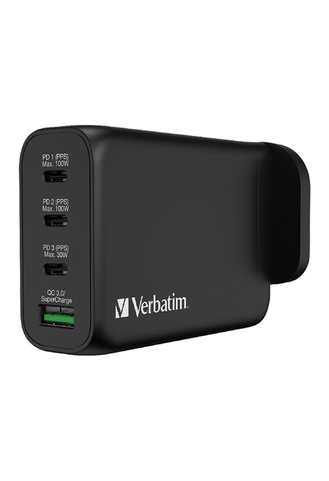 Verbatim Verbatim 130W PD 3.0 &amp; QC 3.0 GaN 4輸出USB充電器 - 黑色