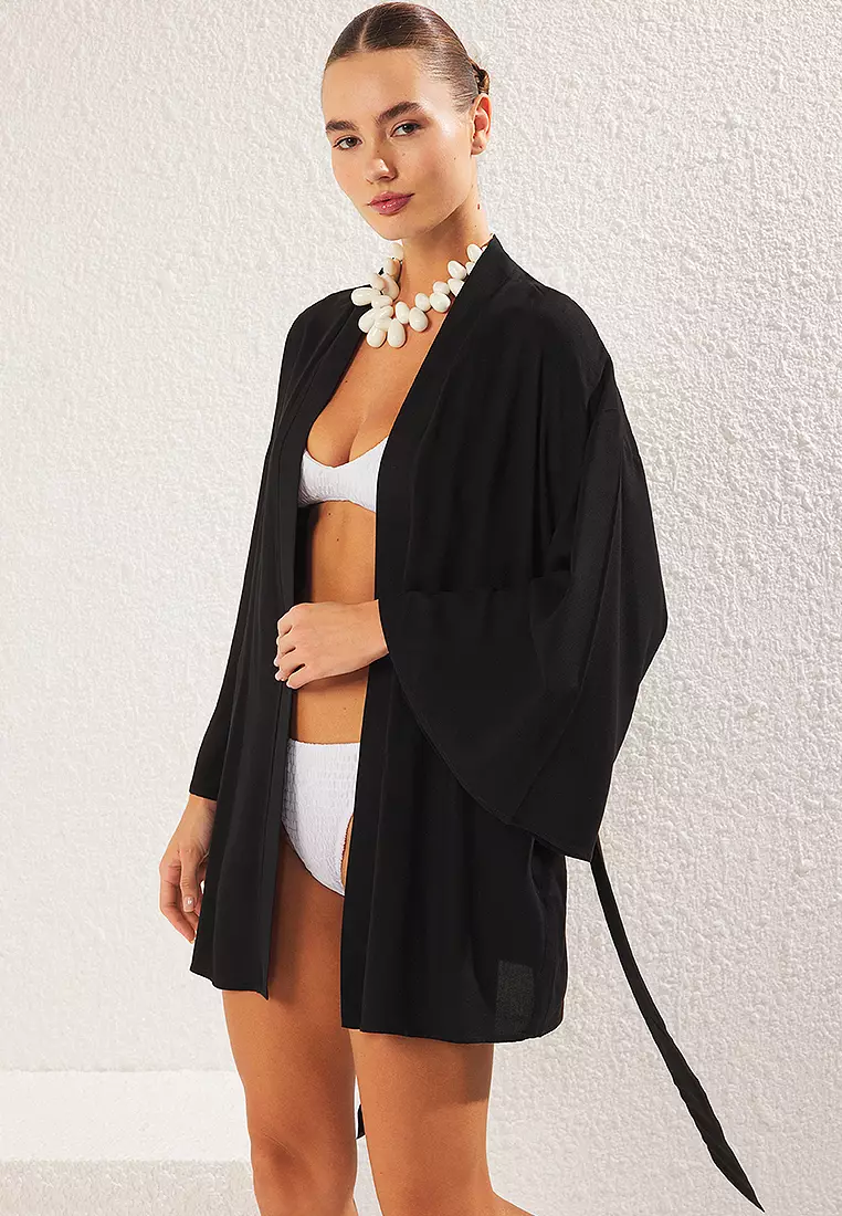 迷你梭織沙灘和服