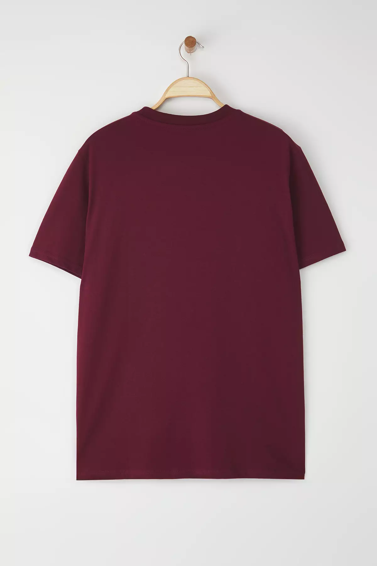 Claret Red Regular/Normal Cut Embroidery Detailed 100% Cotton T-Shirt Tmnss24Ts00056