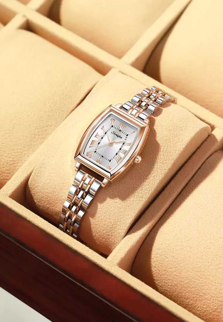 Jam Tangan Wanita Original Vintage Roman Design Anti Air Tali Alloy Jam Tangan Cewek silverwhite