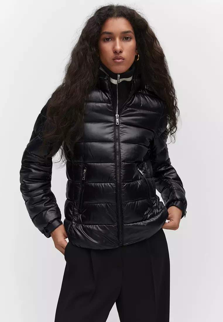 Mango black discount puffer coat