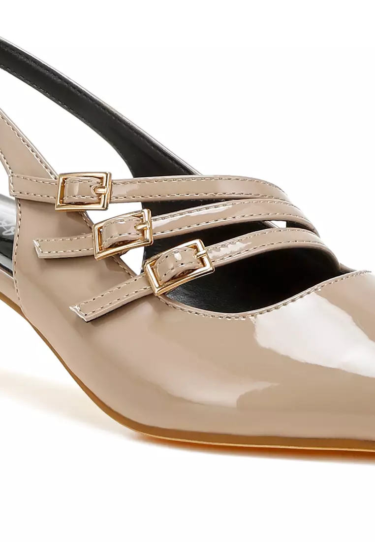 Sandal Slingback Tali Tiga Warna Taupe