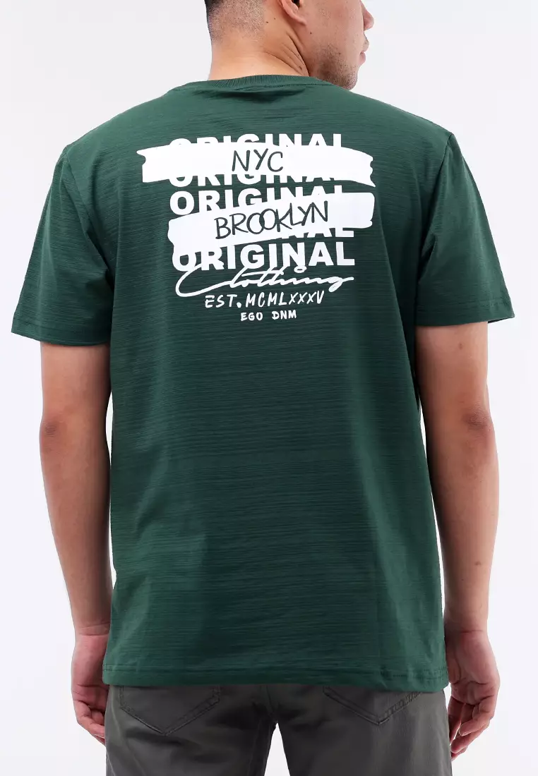 Round Neck Streaky Short Sleeves T-Shirt