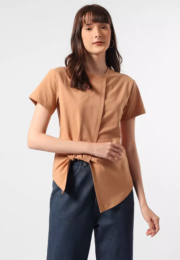 Minimal x Devina Putri - Clover - Double Jersey Twisted Tshirt - Brown Warna Khaky