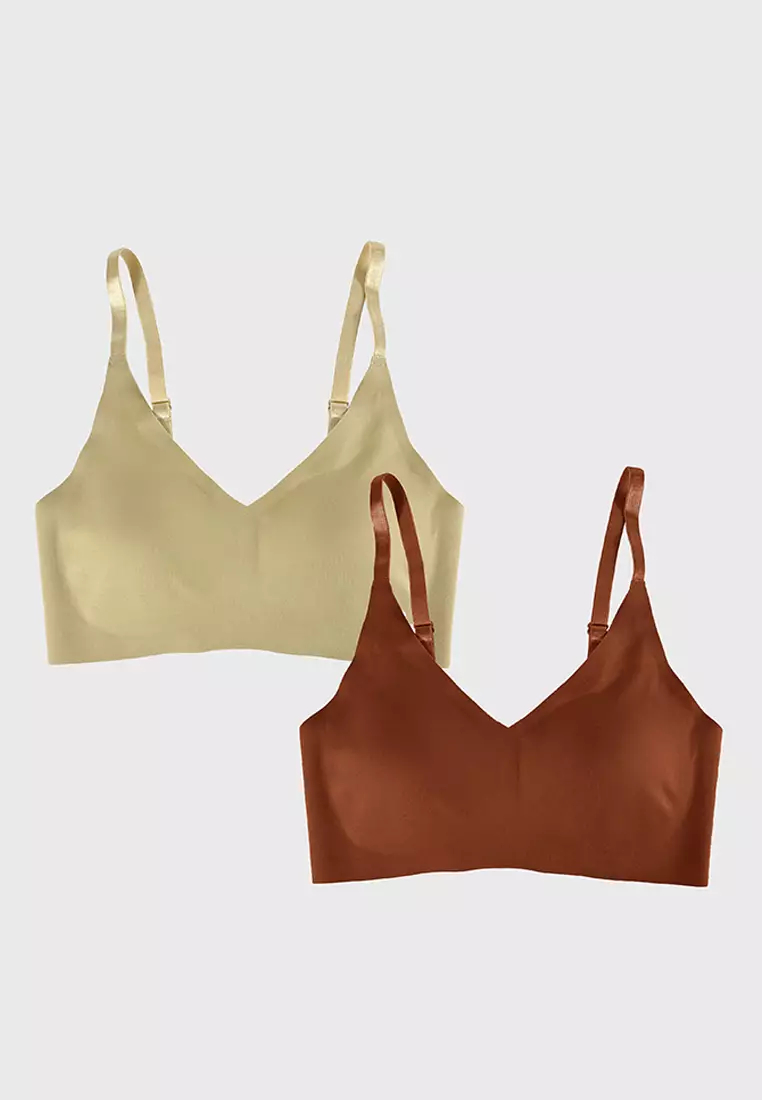 Buy herah Herah Seamless Wireless Bra with Buckle for Petite to Plus Size  Women in Latte (Pack of 2) 2024 Online
