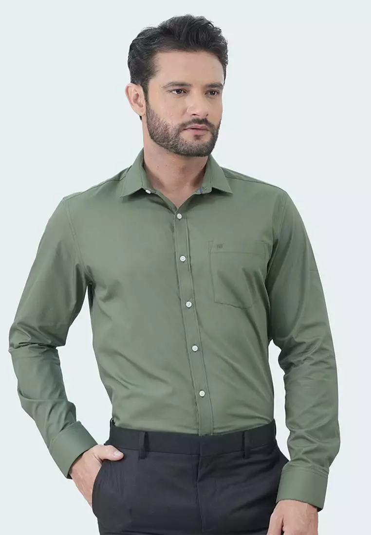 Johnwin - Kemeja Formal - Reguler Fit - Lengan Panjang - Opulence Collection - Model Basic - White - Black - Olive - Multi Produk - FSH.650.K249