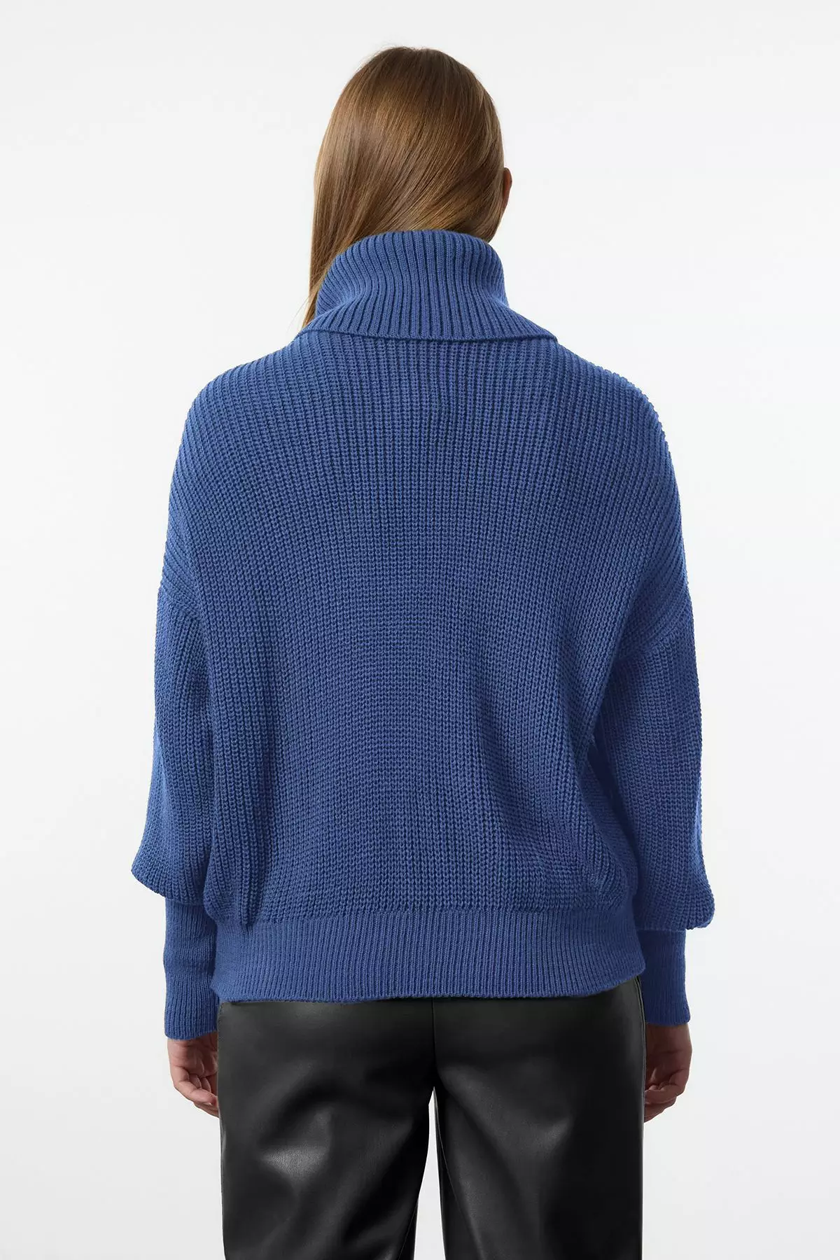 Indigo Wide Fit Turn-Down Collar Zip-Up Knitwear Cardigan Twoaw24Hi00072