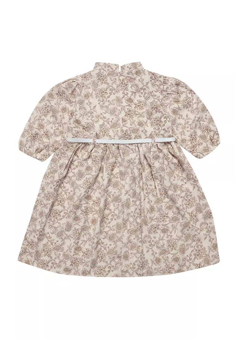 Dress Anak Perempuan Bunga Coklat With Belt - CUTE
