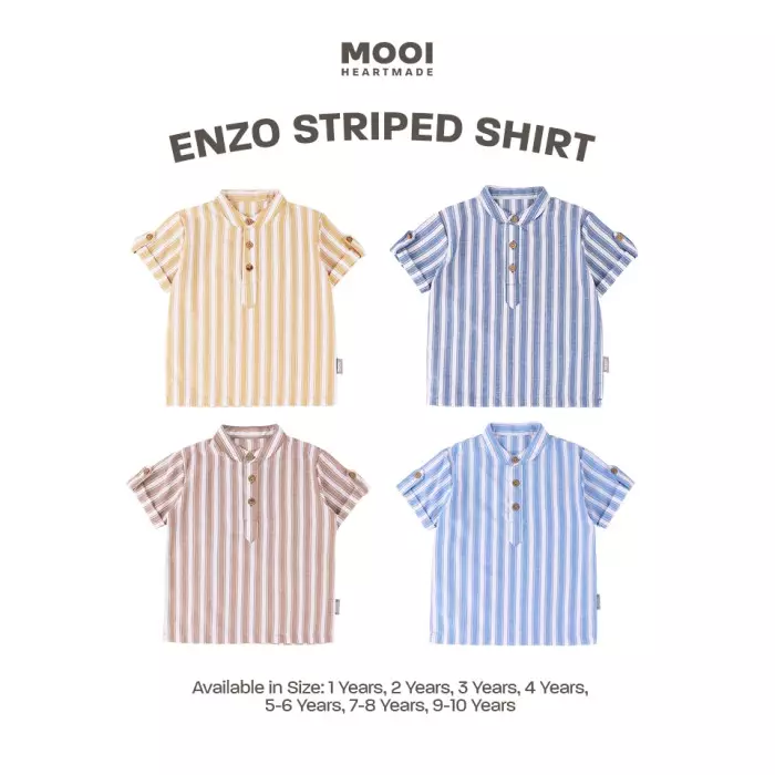 Mooi Kemeja Anak Laki-laki Kemeja Katun Motif Enzo Striped Shirt - Yellow Gold
