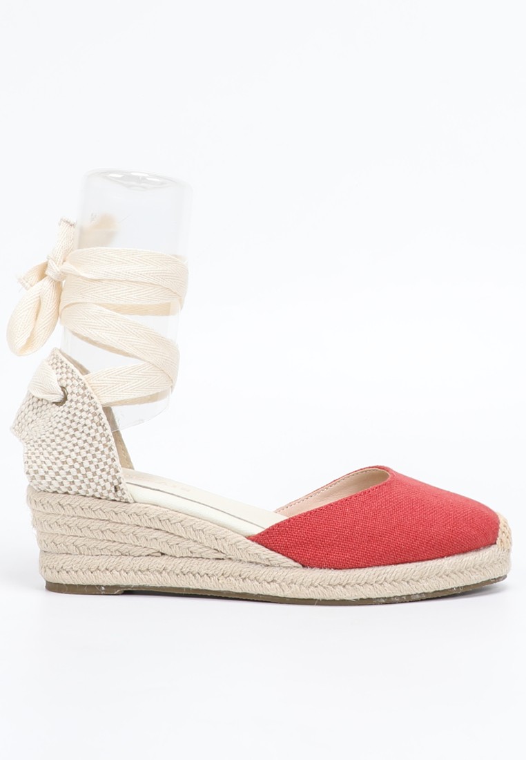 5CM Lace Up Linen Wedge Espadrilles HB103
