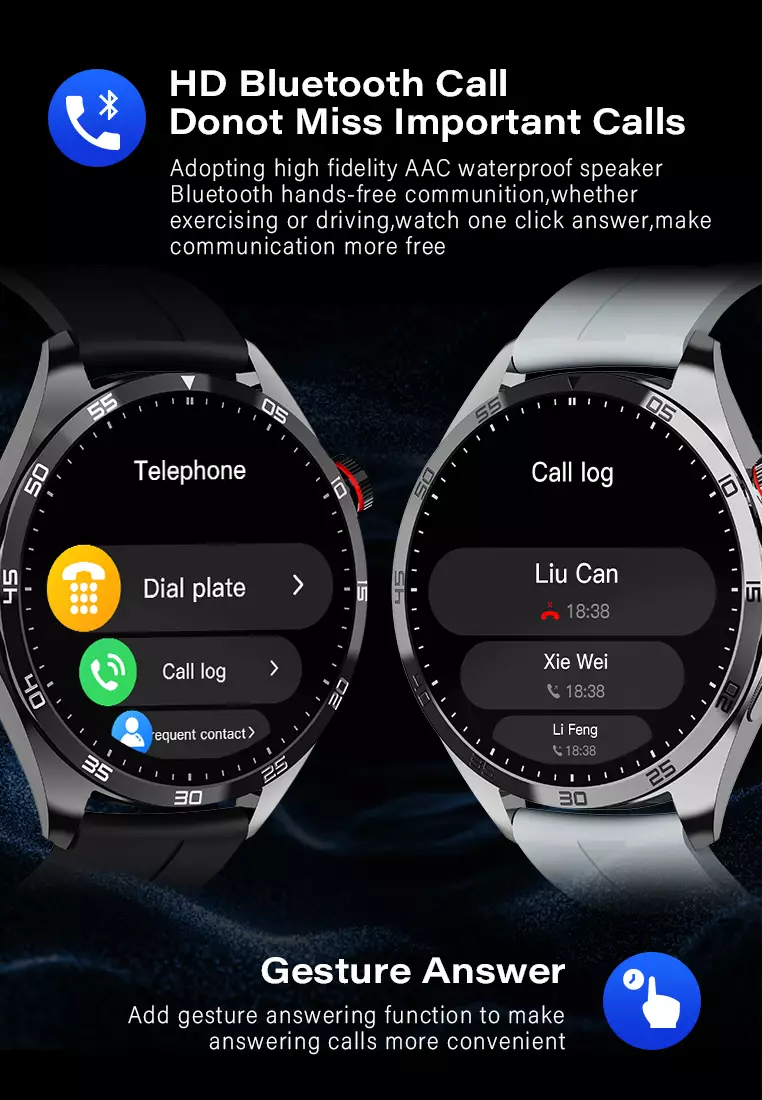 Smart Watch U19 Zinc Alloy Shell Strong Battery Life Health Management Jam Pintar AI Voice Assistant black