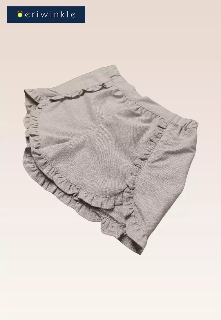 Gabi Girls Beige Ruffled Garter Shorts