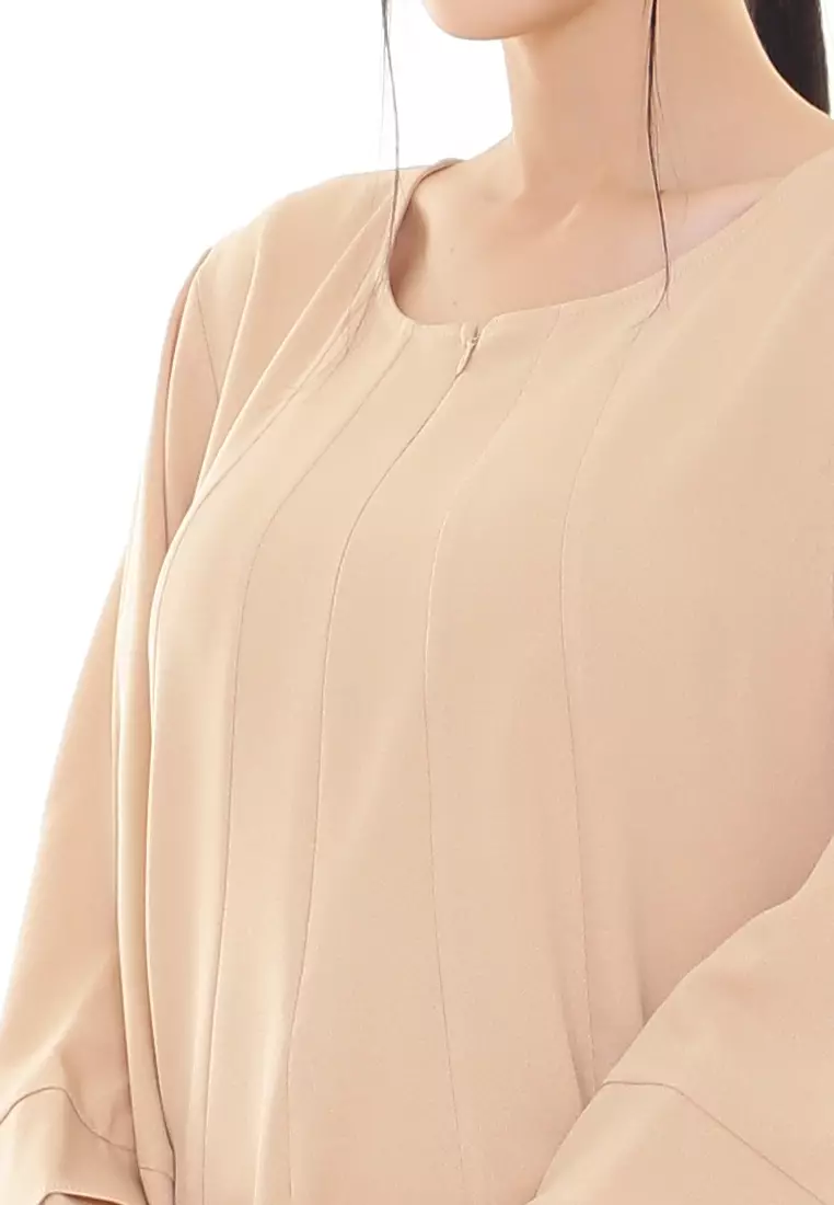 Laura Abaya Modern Layer Sleeves Loose Style in Beige
