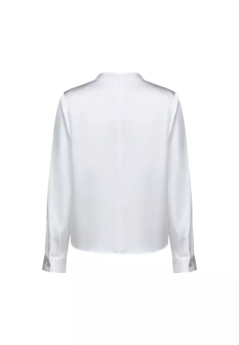 Satin Asymmetric Ruffled Blouse