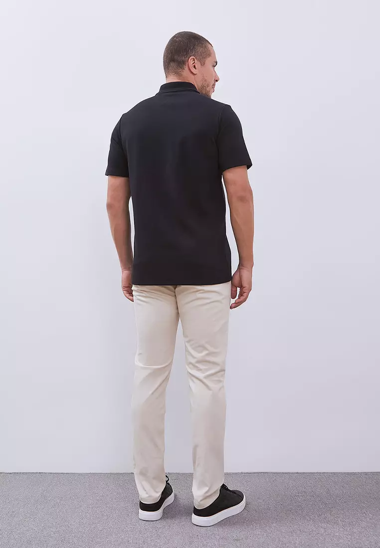 MANZONE - Polo Shirt Lengan Pendek Pria Grim 3 Slim Fit - Black Warna Black