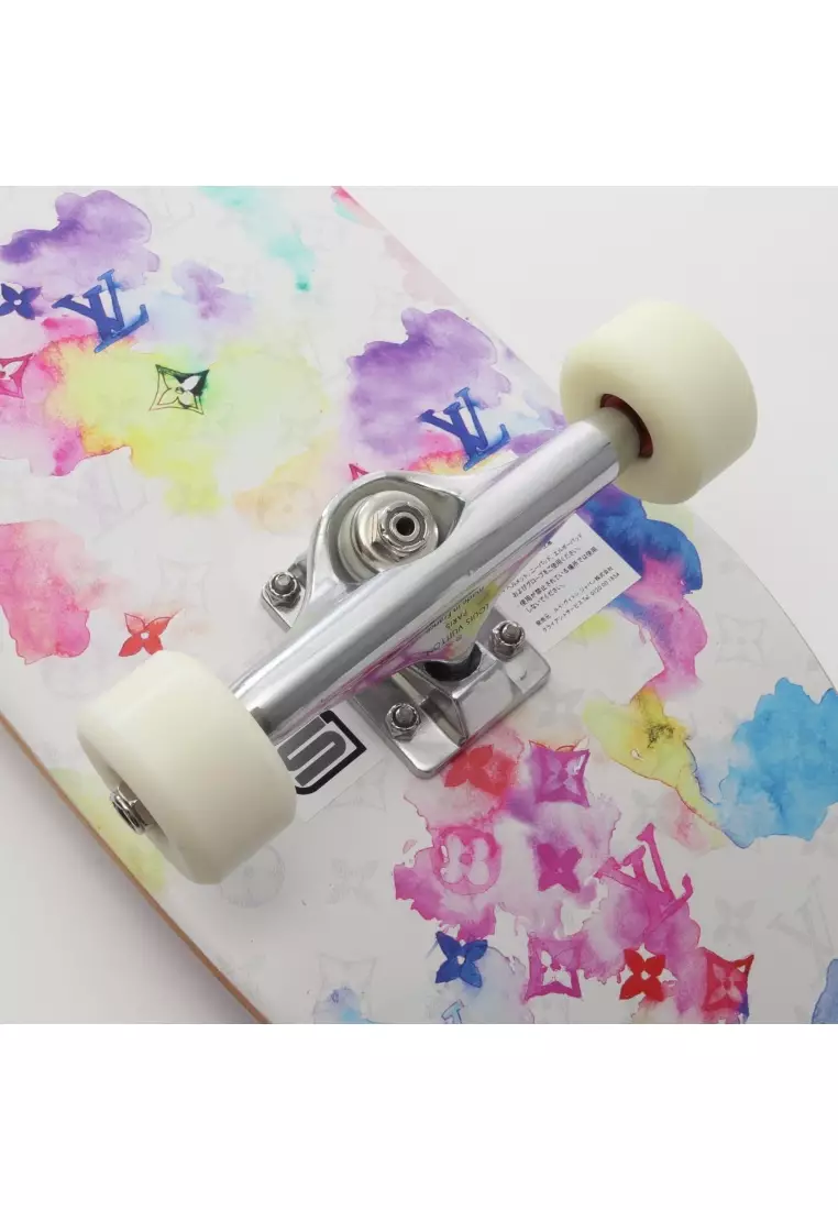 Pre-Loved Louis Vuitton monogram watercolor Skateboarding interior wood white multicolor