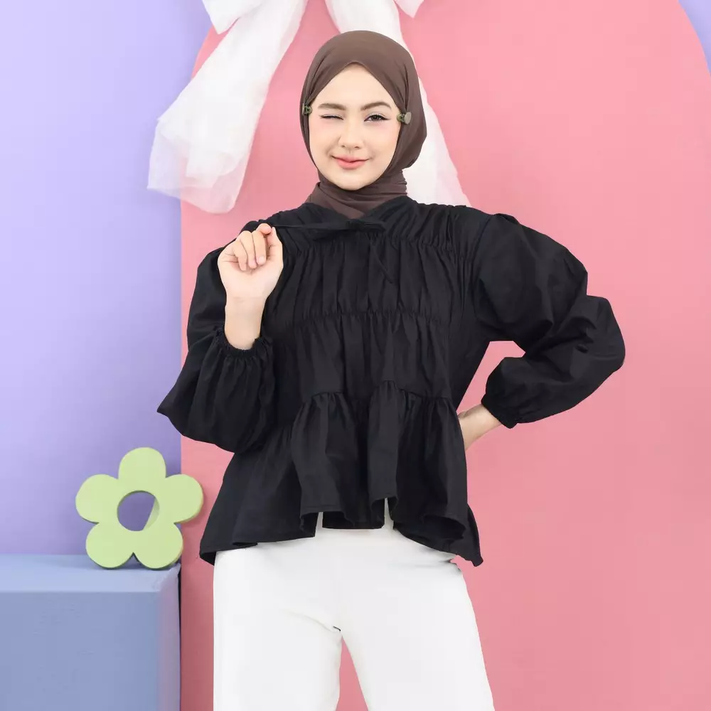Liora Rubber Blouse - Black M19502 R75S6