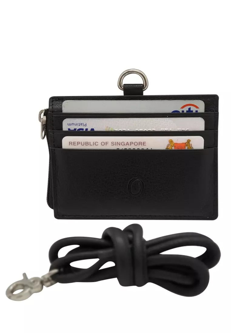 Oxhide Leather Lanyard / ID card holder - JG4164LS -BLK